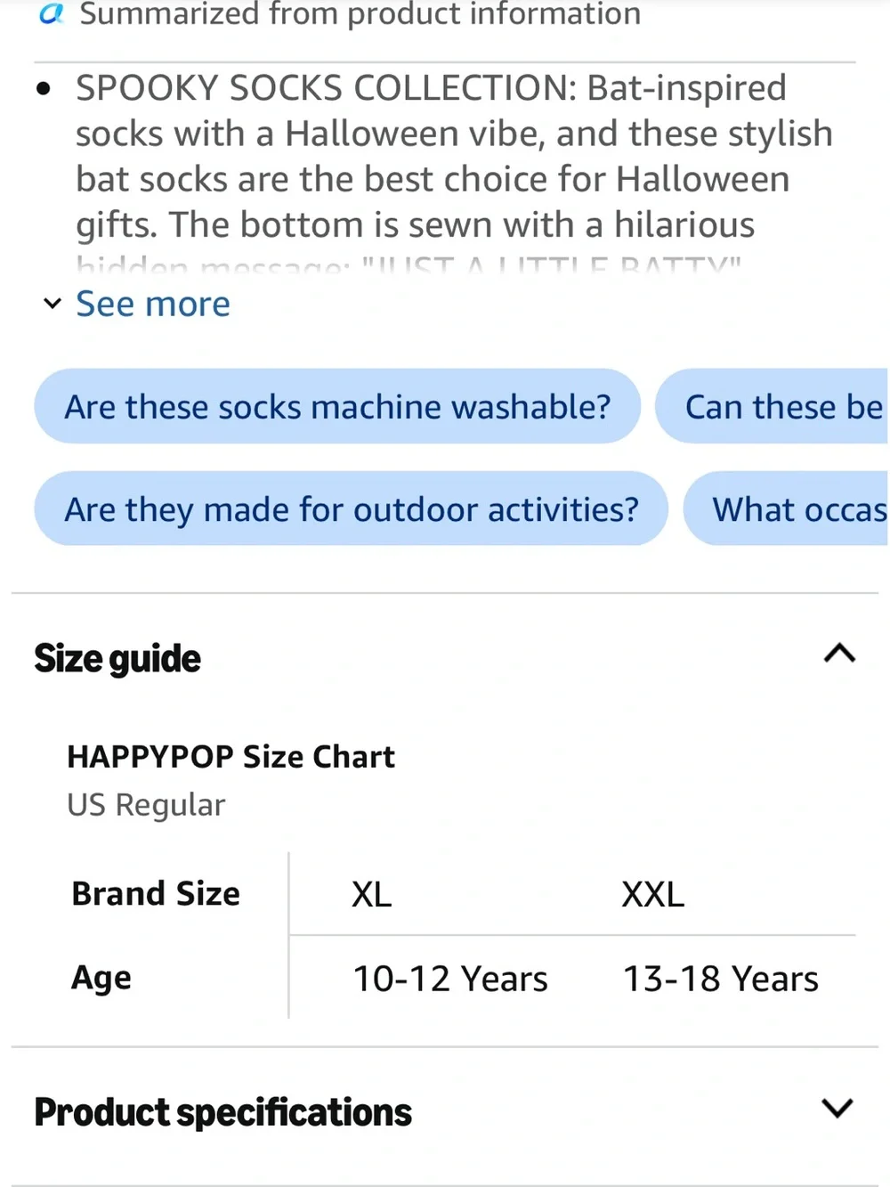 HAPPYPOP Halloween Ghost Bat Gifts - Scary Spooky Horror Knee High Socks XL